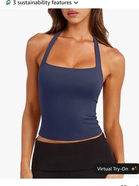 laslulu Navy Workout Crop Top - NEVER WORN